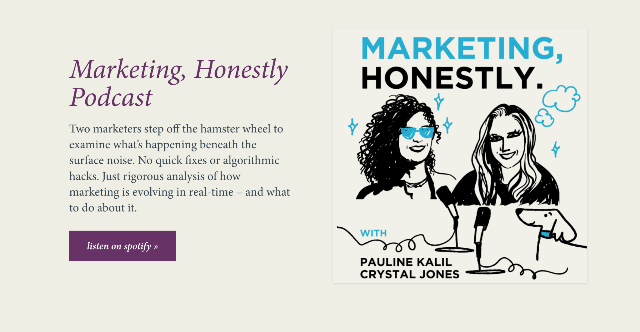 Marketing, Honestly podcast with Pauline Kalil and Crystal Jones